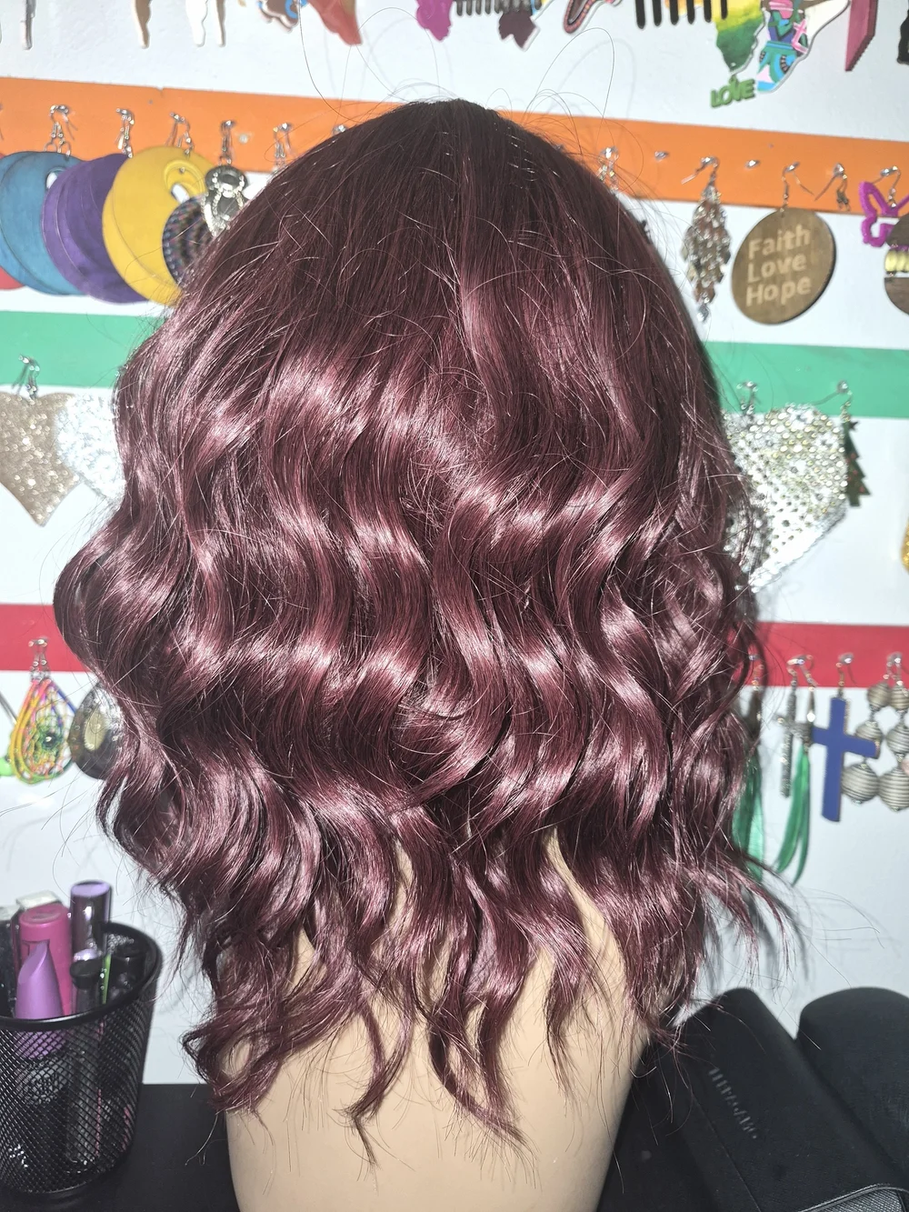 Burgundy Wavy Lace Front Wig for Women